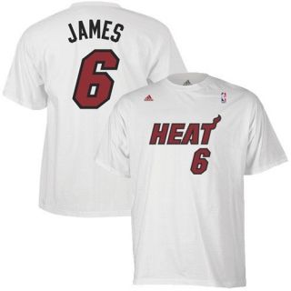 Adidas Miami Heat 6 Lebron James White Net Player T Shirt