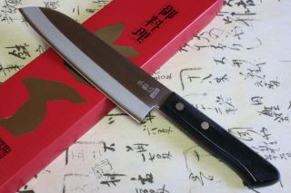 Japanese sushi chef knife kanetsune dp hagane steel santoku 165mm seki