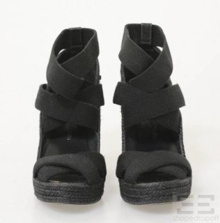Jean Michel Cazabat Black Espadrille Strappy Wedges Size 38 5