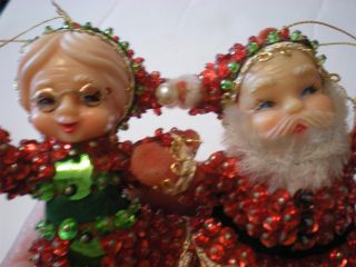 Santa Mrs Claus Xmas Knee Hugger Rosbro Reindeer Mercury Glass Snow