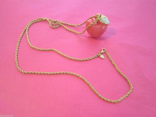 KJL Kenneth Jay Lane R$99 Pink Apple Long Gold Chain Neckace Crystal