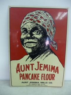 Aunt Jemima Pancake Flour Vintage Tin Sign Black Americana