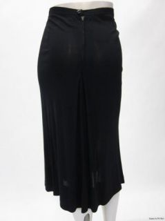 Jean Muir Vintage 70s Black Matte Jersey Pleated Mid Length Skirt Sz