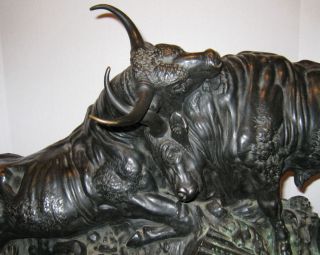 Jean Baptiste Auguste Clesinger Bulls Group Bronze Sculpture