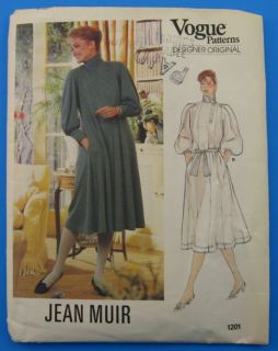 Vogue Designer Original Vintage Jean Muir Dress Sewing Pattern 1201