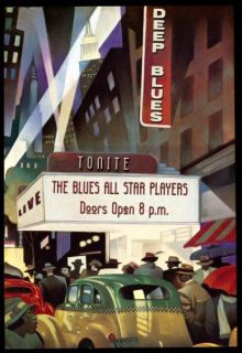 Jazz Deep Blues Harlem New York Night Club Vintage Poster Repro FREE S