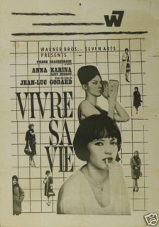 Vivre SA Vie Jean Luc Godard Vintage Movie Poster 2