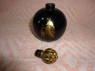 VINTAGE JEANNE LANVIN BLACK GLASS PERFUME BOTTLE WITH GOLD RASPBERRY