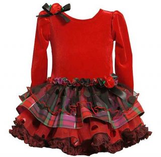 New Girls Bonnie Jean Sz 6 Red Plaid Ruffle Christmas Dress Holiday
