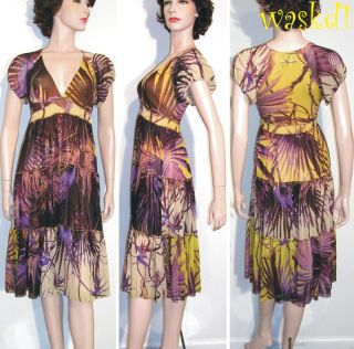 Jean Paul Gaultier Yellow Violet Rainforest Empire Dress Authentic JPG