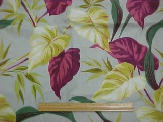 Vintage 1940s 1950s Tropical Print Cotton Fabric Drapery Panel