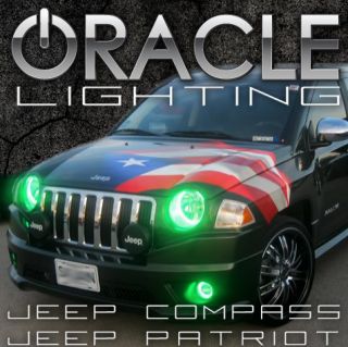 Jeep Compass Patriot Green Headlight Halo Kit Oracle LED Rings Green