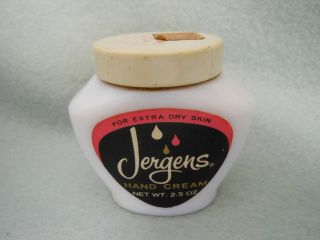 Jergens Hand Cream Vintage Milk Glass Jar 1 2 Full 2 5oz