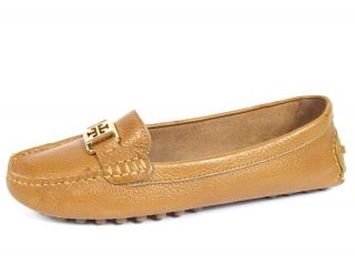 Tory Burch Kendrick Driver 9M Light Brown PEBBLED Leather Loafer Flats