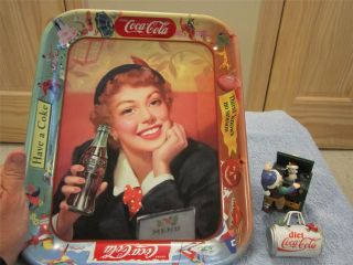 1950s Coca Cola Tray Thirst Knows No Season & 2 Coca Cola Christmas