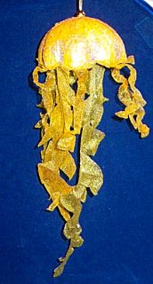 Jellyfish Yellow and Green Organza Fabric Ornament 
