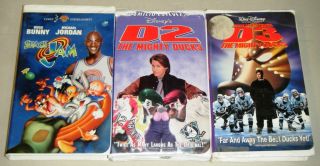 SPACE JAM, D2 THE MIGHTY DUCKS, & D3 THE MIGHTY DUCKS 3 VHS Movie