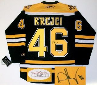David Krejci Signed Boston Bruins RBK Home Jersey JSA
