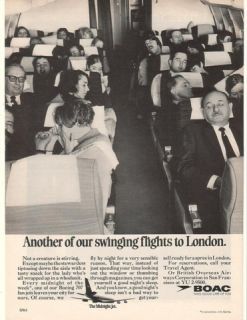 1968 BOAC Airways Midnight Jet Swinging Flight Sleep Ad