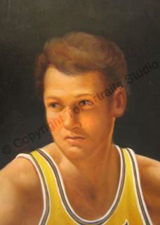 Title : Jerry West Los Angeles Lakers   Original Oil Painting