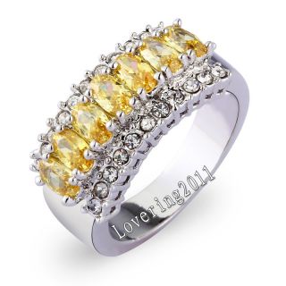 Brand Jewellery Sparkling Women 18K Yellow Gold Filled 9ct Topaz Ring