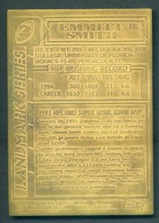 1995 Topps Finest Emmitt Smith 3 Ounce oz Enamel Finish Bronze Card SP