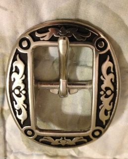 NEW JEREMIAH WATTS BUCKLE SET STAINLESS W BLACK INLAY FOR HEADSTALL