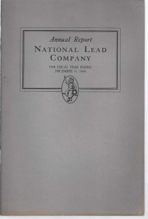 National Lead Company Jersey City NJ 1939 Annual Report Dutch Boy