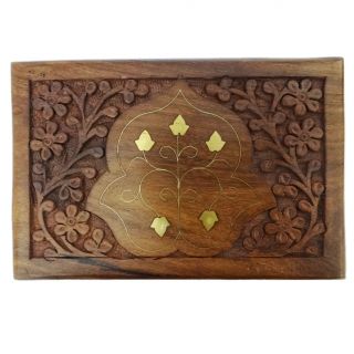  Small Wooden Jewelry Box Decorative Storage Wood Trunk SWB11C