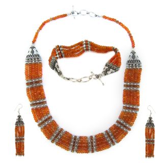 Necklace Earring Bracelet Jewelry Sets in Carnelian Gem