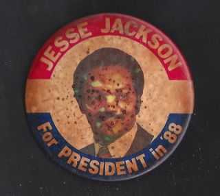 1988 Jesse Jackson for President in 88 Campaign Button Democrat 3
