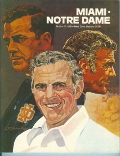 1980 Notre Dame vs Miami Football Program Jim Kelly