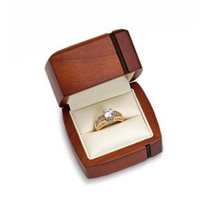 Regal Oak Wood Single Ring Jewelry Gift Box Engagement