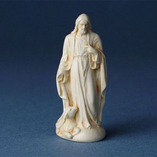 Jesus Christ with Lamb Christian Miniature Ivory Look Statue MSJS