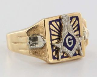  Gold Masonic Mens Lodge Signet Ring Fraternal Fine Jewelry Sz 8