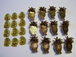 24pc Vintage Glass Pineapple Costume Brooch Jewelry Kit