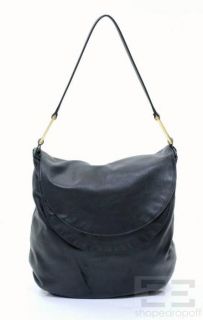 Jil Sander Black Leather Slouchy Double Flap Shoulder Bag