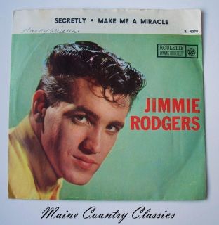 1958 45 RPM Jimmie Rodgers Secretly Picture Sleeve
