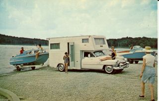 Vintage 1955 Cadillac Van Ette Moble Home Advertising Postcard w