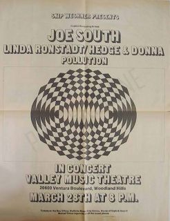 Joe South Linda Ronstadt Ventura Concert Ad Poster 1969 Original