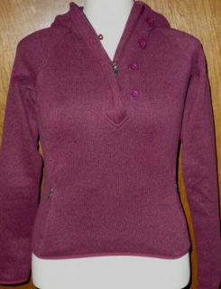 North Face Heathered Dark Pink Hooded Fleece Shirt Sweatshirt Top Size