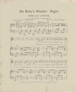 Sheet Music 1896 de Bullys Weddin Night