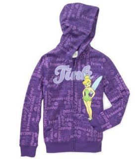 DH2 Purple Disney Tinkerbell Tink Girls Hoodie Zip Up Hooded Jacket