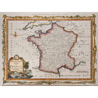 France Antique Original Map by John Bowen Moore 1780