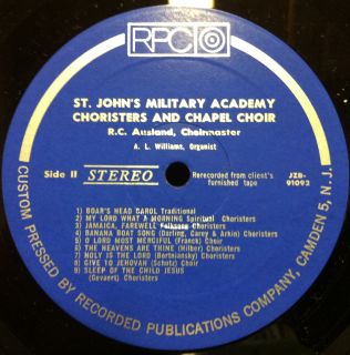 ST JOHNS MILTARY ACADEMY choristers & chapel choir LP VG+ RPC Custom