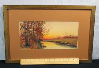 Antique *John Jessie Francis* Autumn Landscape Watercolor Painting *NR