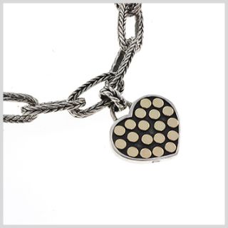 111335 John Hardy Dot 18K Silver Heart Charm Bracelet M  