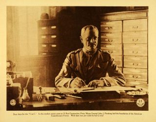 1920 Rotogravure WWI General John Pershing Wartime American Expeditionary Forces  