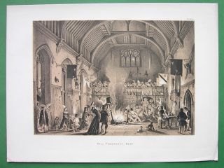 England Penshurst Hall Kent Celebration Tinted Antique Print by Nash  