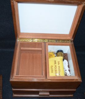 Large John Middleton Walnut Wooden Pipe Humidor Tobacco Box  